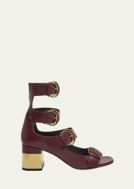Chloe Alize Leather Four-Buckle Sandals - at Bergdorf Goodman